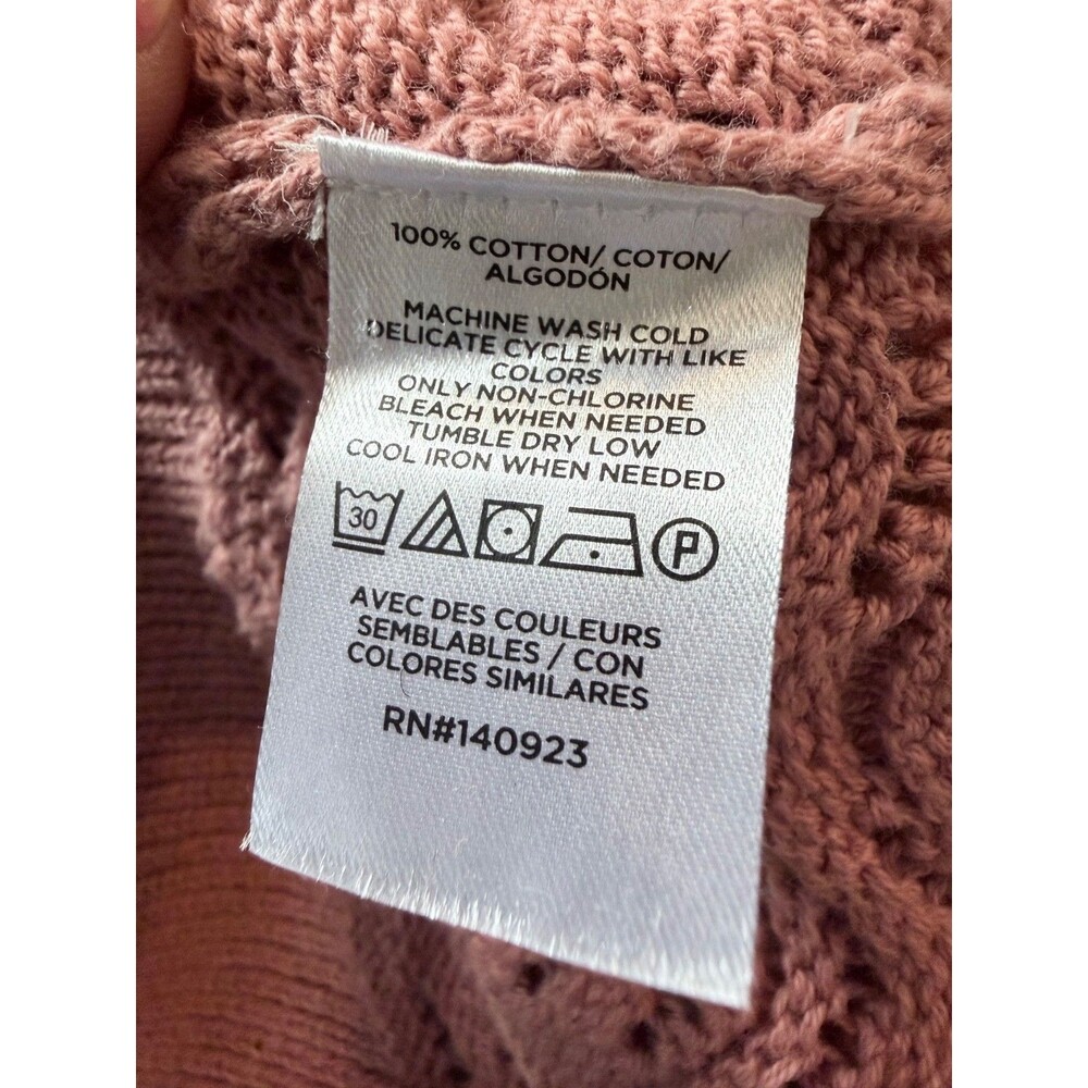 LOFT Outlet XL Peach Pink Pointelle Cardigan 100% Cotton Button Front Sweater - Picture 9 of 10